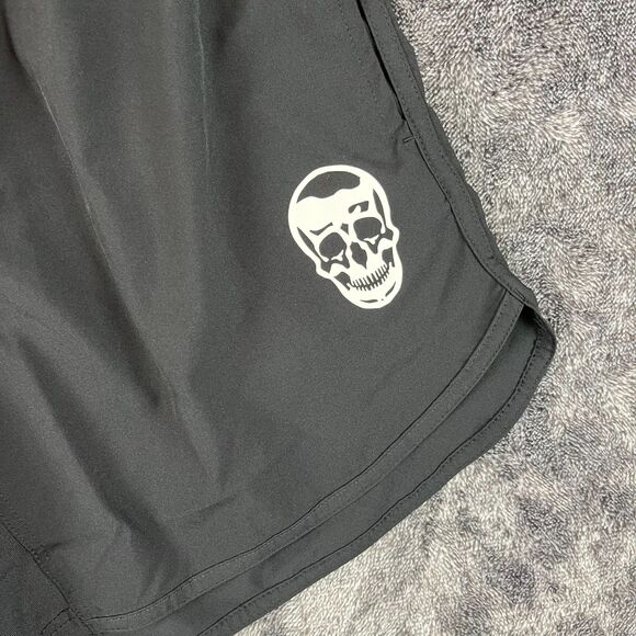 Gymreapers Men's Athletic Shorts Black Skull Unlined 6" Inseam Men's L Running - Picture 3 of 10
